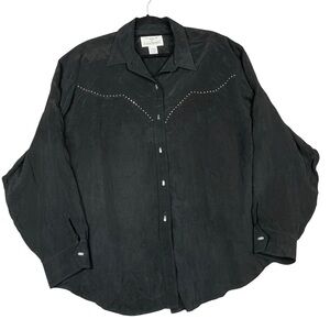 Vtg Longhorn Niver Western Wear Rhinestone Etched Buttons Western Chic Shirt 2XL